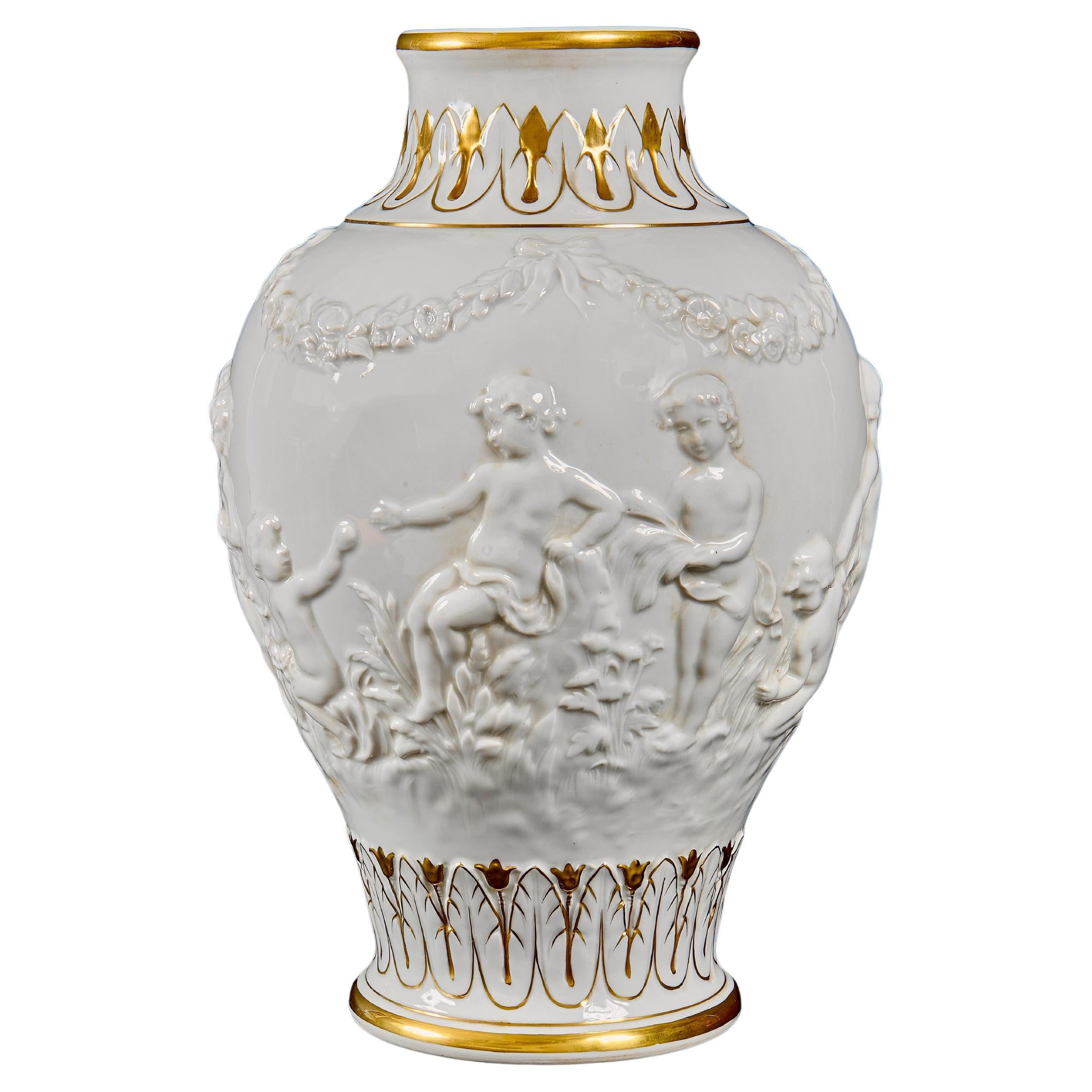 Louis XV 19th Century Italian Signed Glazed Ceramic Vase For Sale