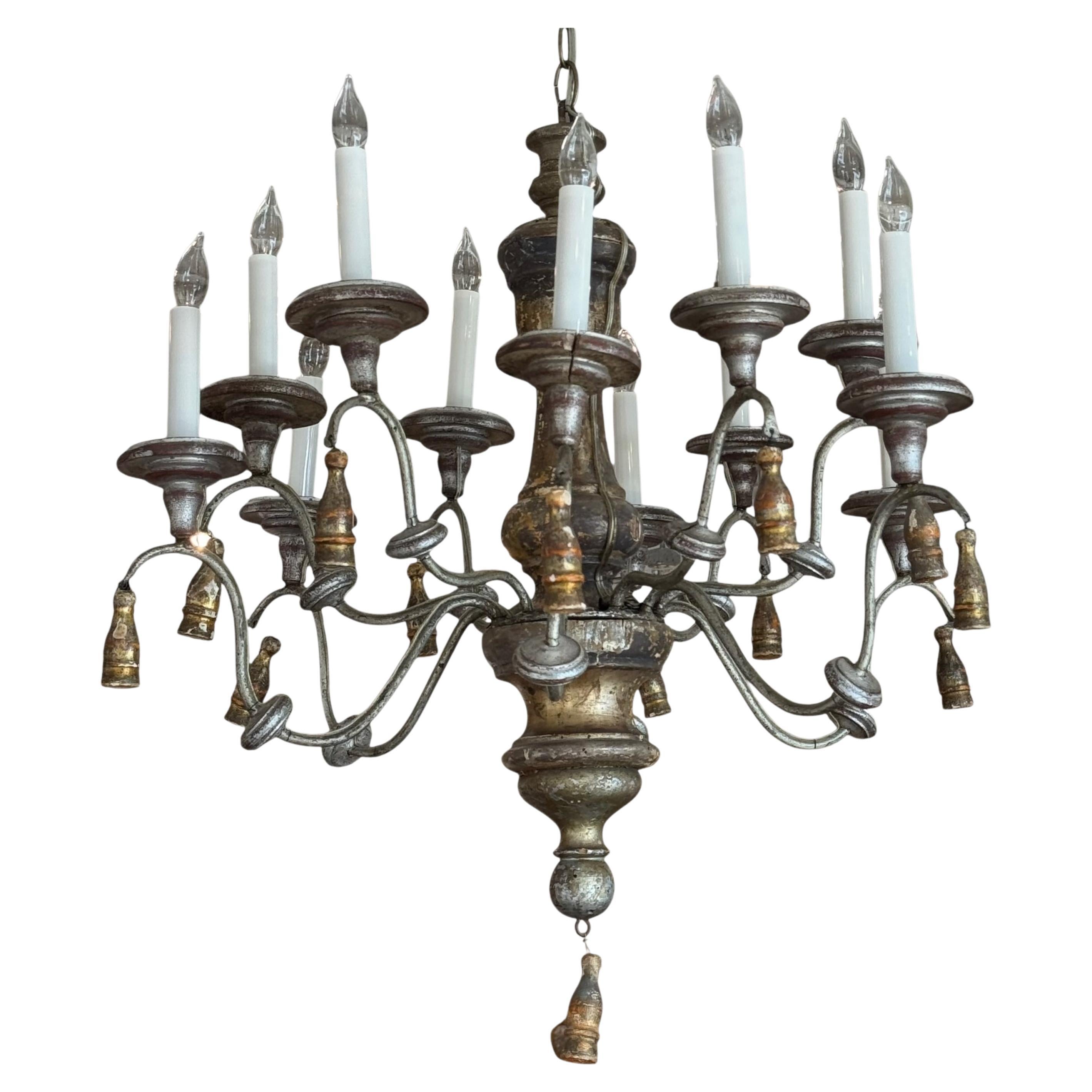 Lampadario italiano in argento dorato del XIX secolo in vendita
