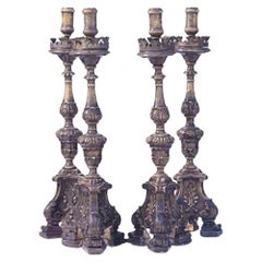 19th Century Italian Silver Leaf Candlesticks (4 total)