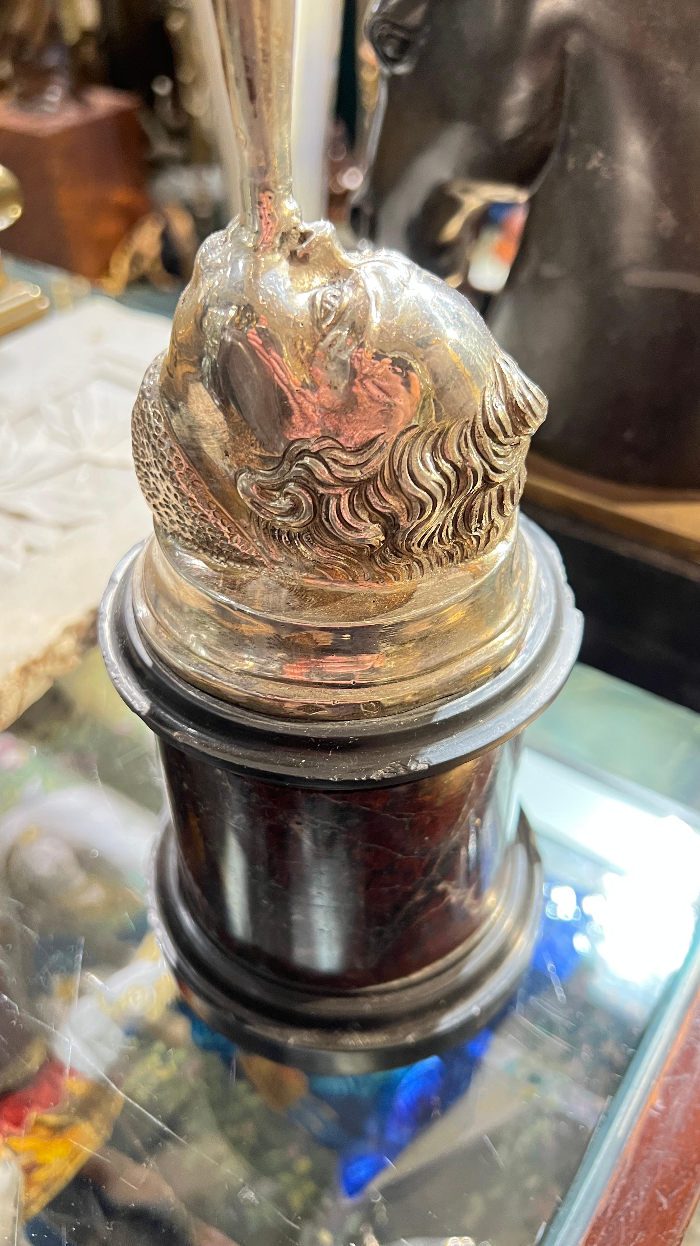 19th Century Italian Silver Oil Lamp Depicting Mercury After Giambologna For Sale 7