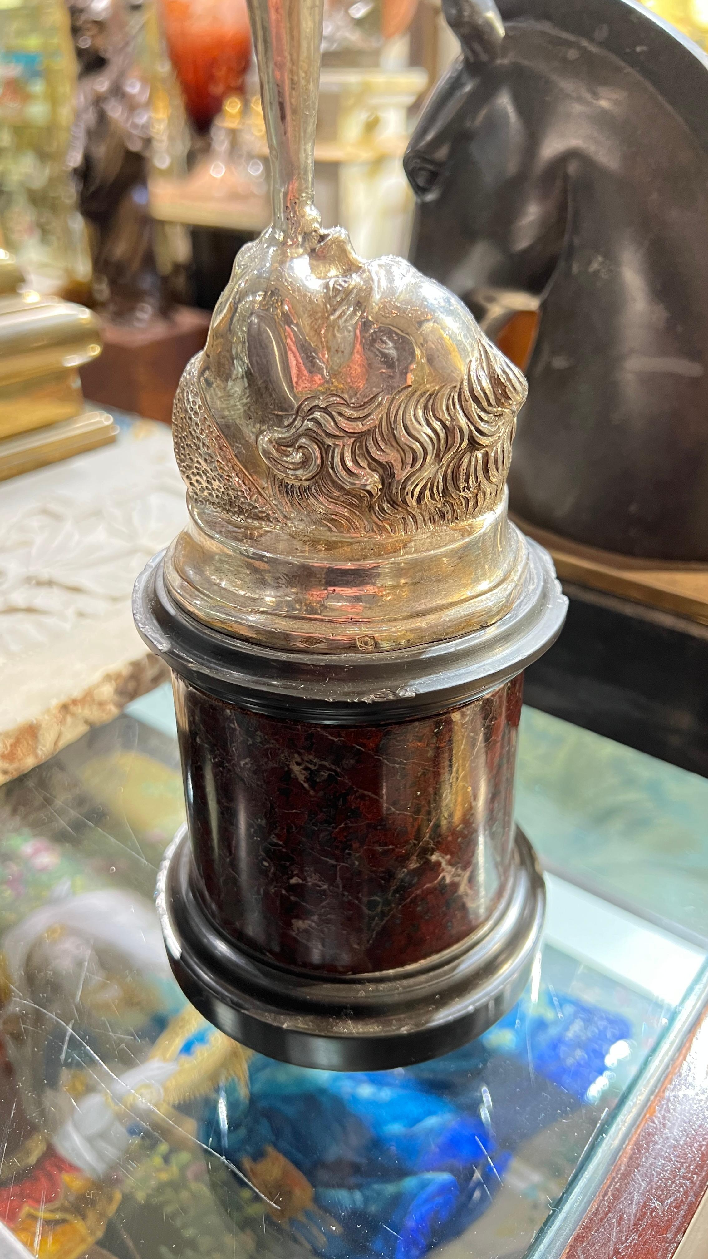 19th Century Italian Silver Oil Lamp Depicting Mercury After Giambologna For Sale 8