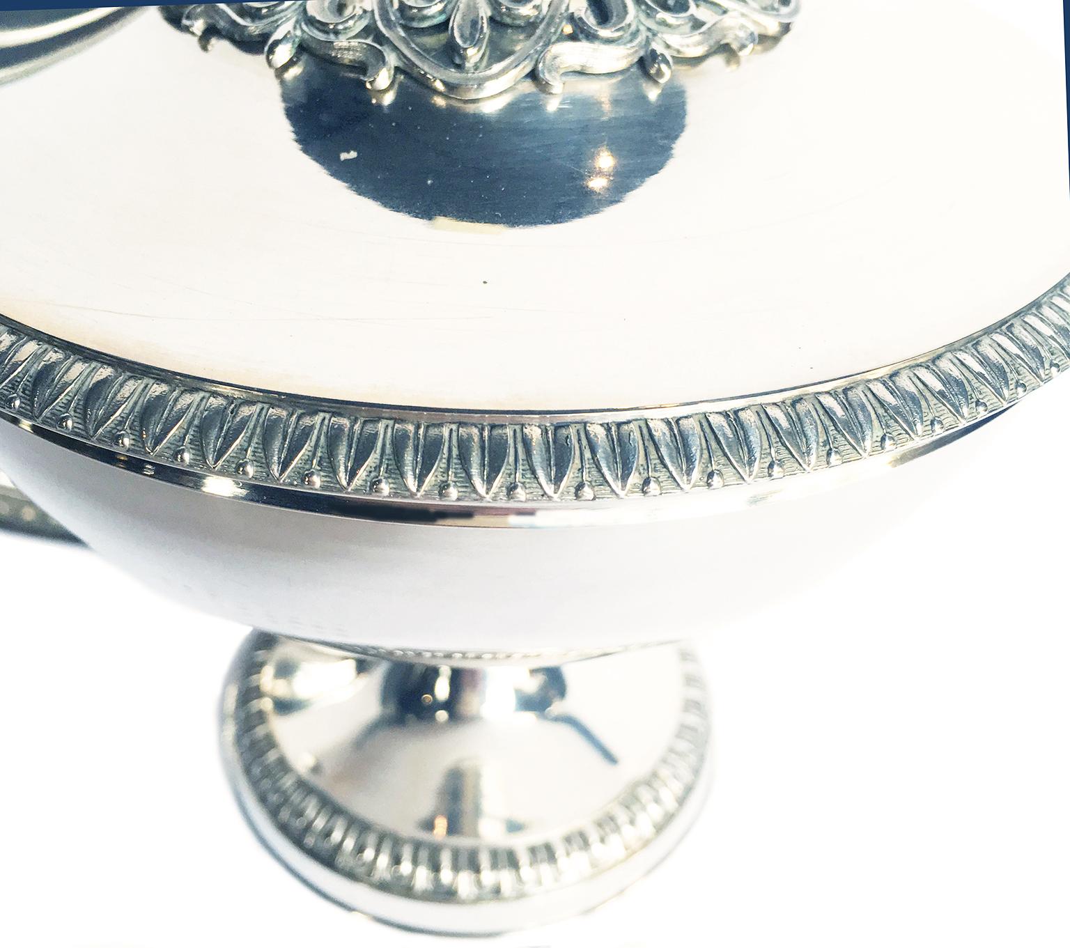 Italian Silver Puerperal Cup or Small Soup Tureen, Milan Circa 1830 For Sale 11