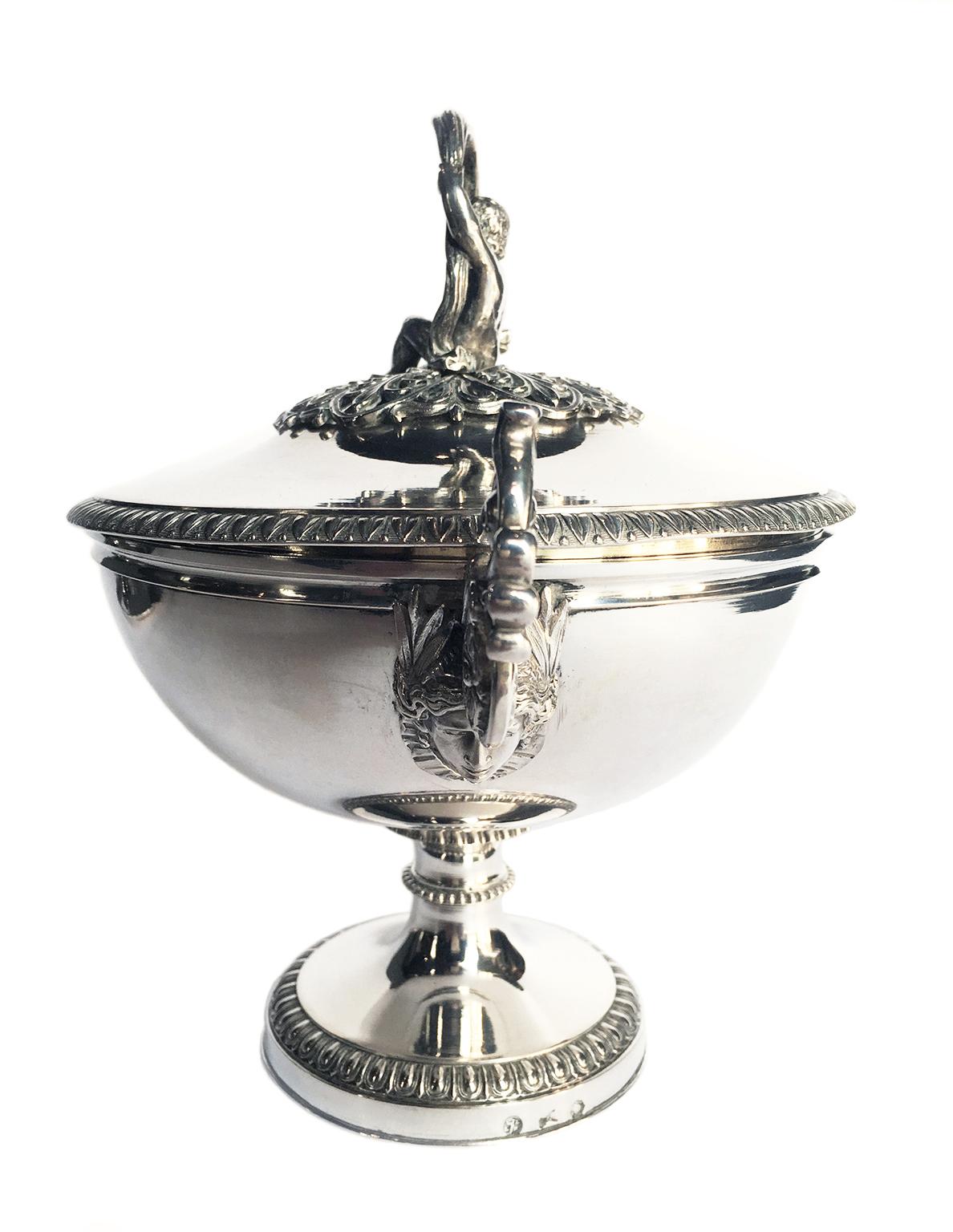 Italian Silver Puerperal Cup or Small Soup Tureen, Milan Circa 1830 For Sale 2