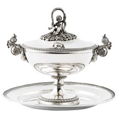 Vintage Italian Silver Puerperal Cup or Small Soup Tureen, Milan Circa 1830