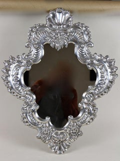 19th Century Italian Silvered Wall Mirror, Embossed Copper, Venice ca. 1880