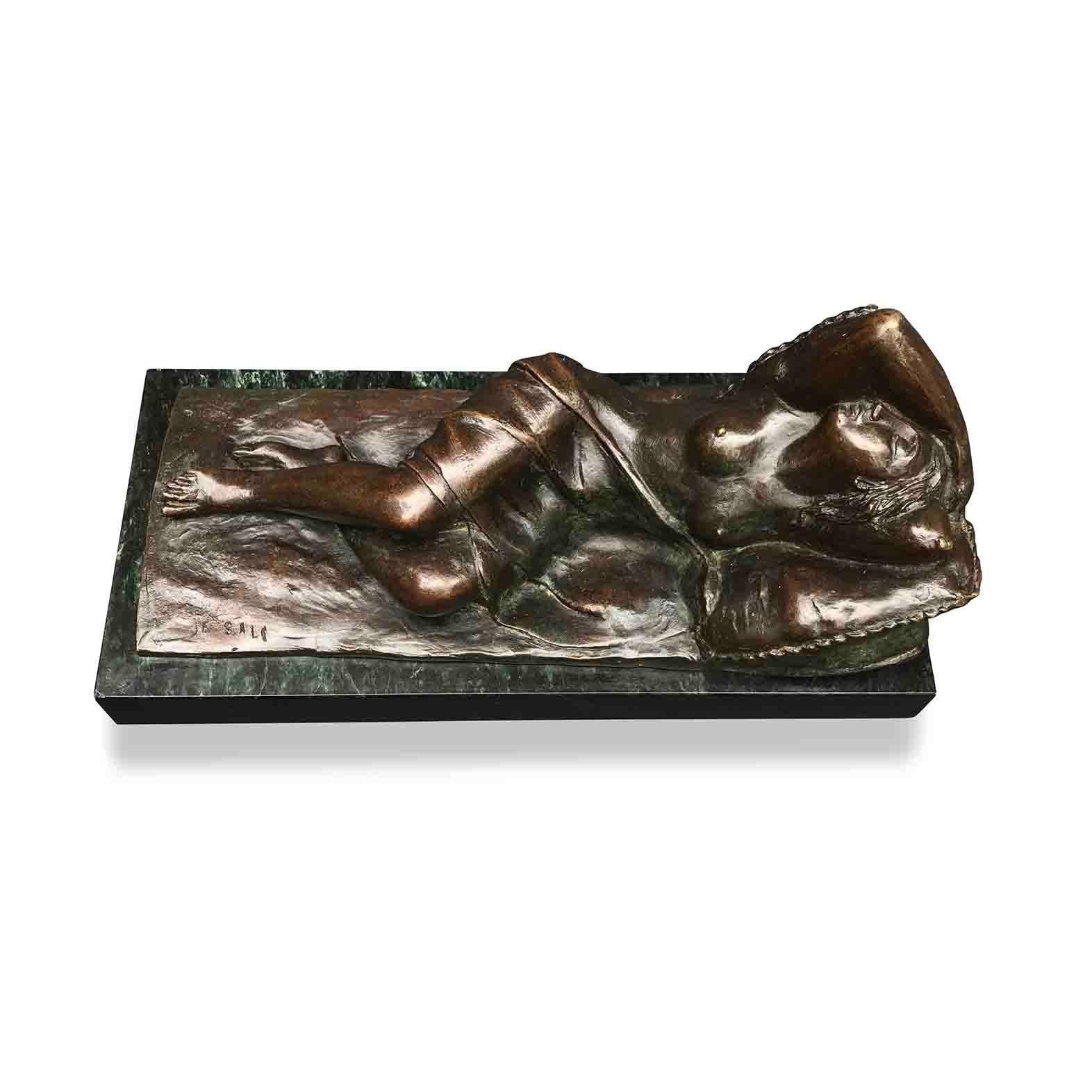 Cast 19th Century Italian Sleeping Venus Bronze Sculpture Signed E Sala