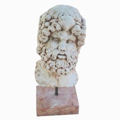 19th Century Italian Socrates Mask - Carrara, Rosso Verona Marble Sculpture