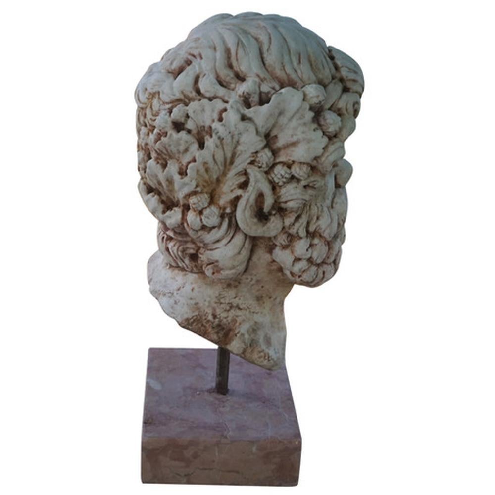Fait main Masque de Socrate italien du 19ème siècle, Carrare, sculpture en marbre de Rosso Verona en vente