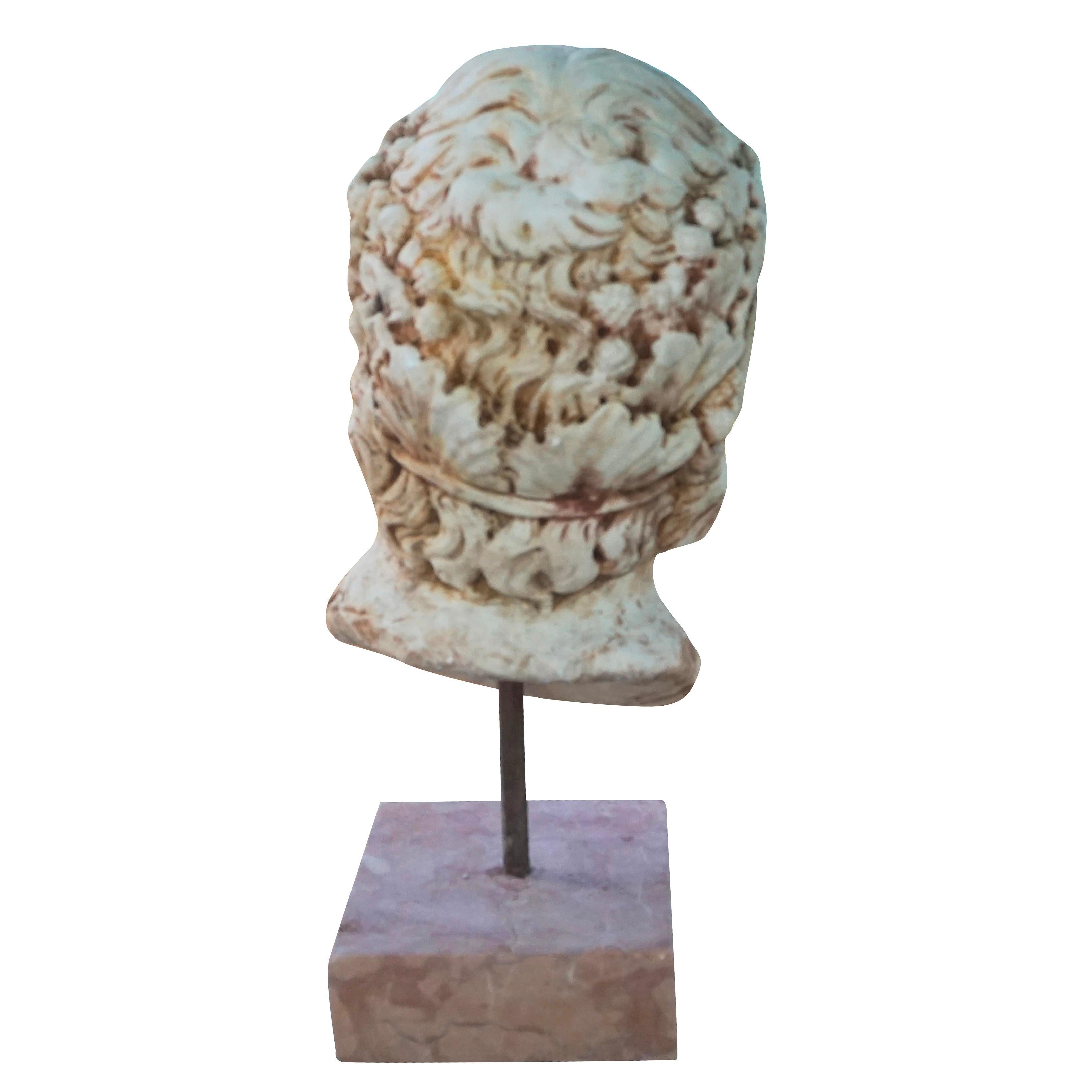Fatto a mano Maschera di Socrate del XIX secolo - Scultura in marmo di Carrara e Rosso Verona in vendita