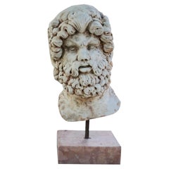 19th Century Italian Socrates Mask - Carrara, Rosso Verona Marble Sculpture