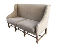 19th Century Italian Sofa with Carved Wood Legs and Original Upholstery, 1890s
