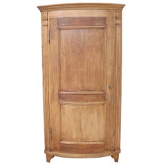 19th Century Italian Solid Chestnut Large Corner Cupboard or Corner Cabinet