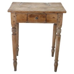 19th Century Italian Solid Fir Wood Antique Side Table in Natural Wood Color