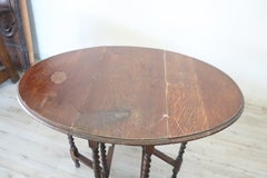 19th Century Italian Solid Oak Wood Folding and Serving Table