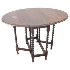 Antique 19th Century Italian Solid Oak Wood Folding and Serving Table