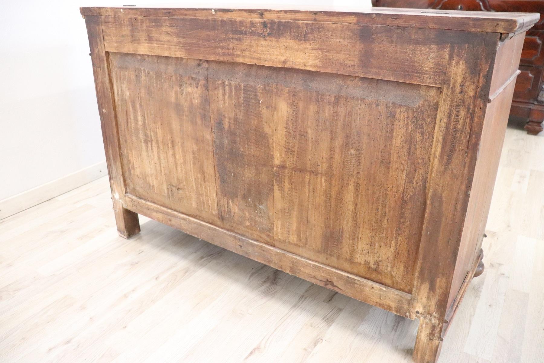 19th Century Italian Solid Oak Wood Small Rustic Sideboard, Buffet or Credenza 8