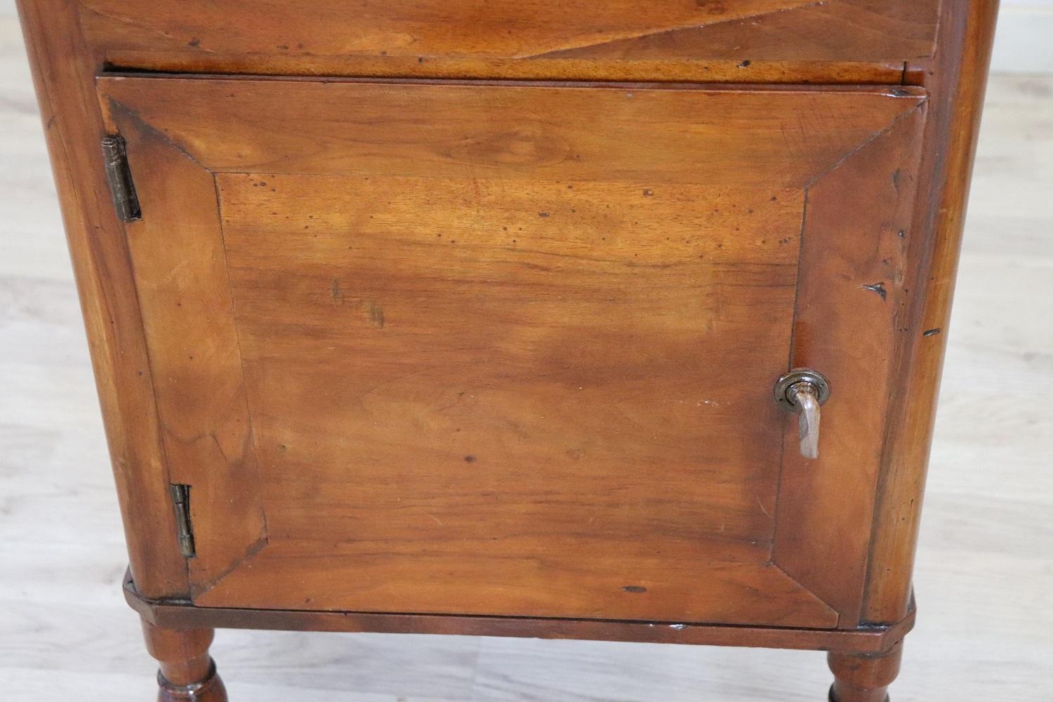 Mid-19th Century 19th Century Italian Solid Walnut Antique Nightstand