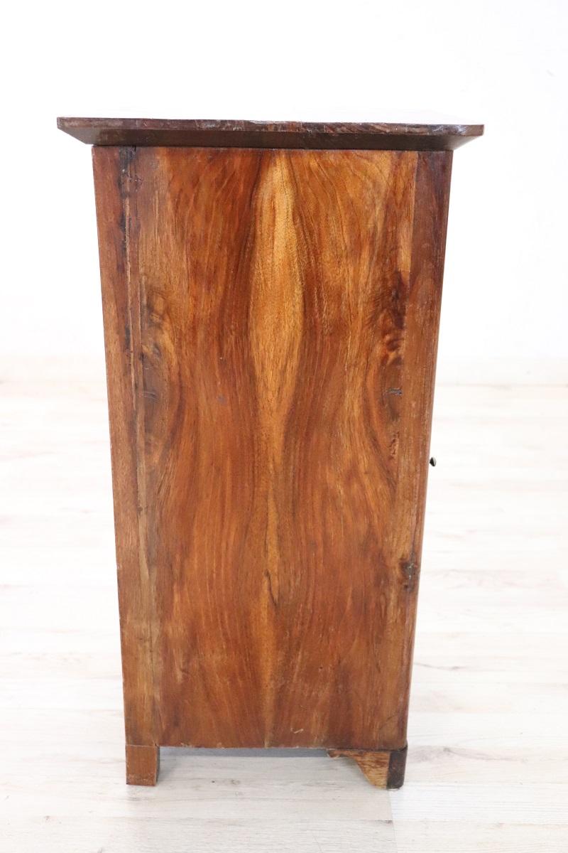 Late 19th Century 19th Century Italian Solid Walnut Antique Nightstand For Sale