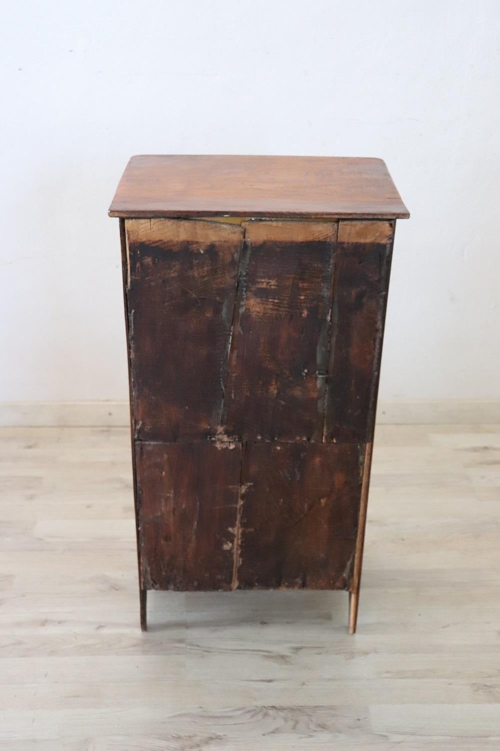 19th Century Italian Solid Walnut Antique Nightstand 1