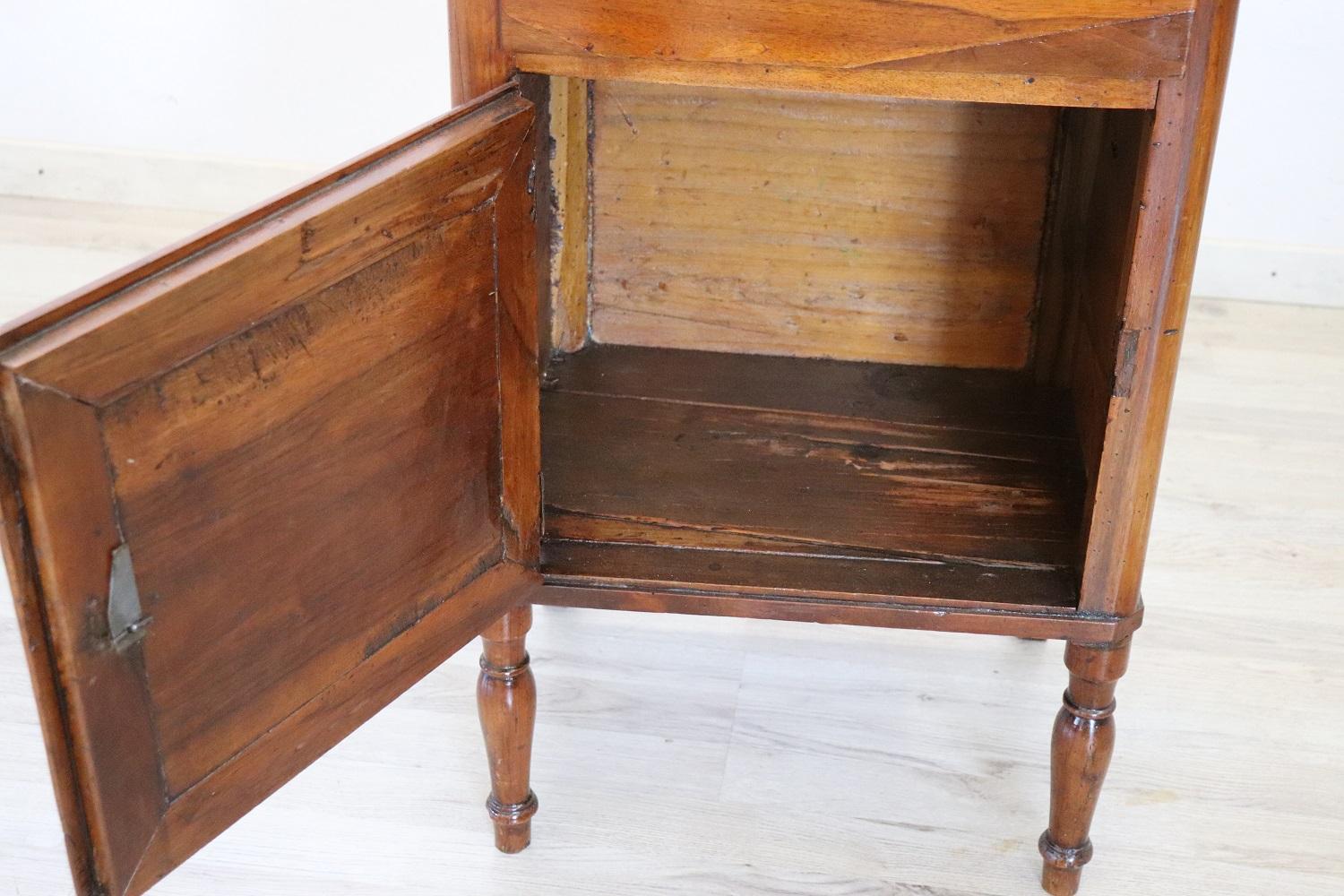 19th Century Italian Solid Walnut Antique Nightstand 2