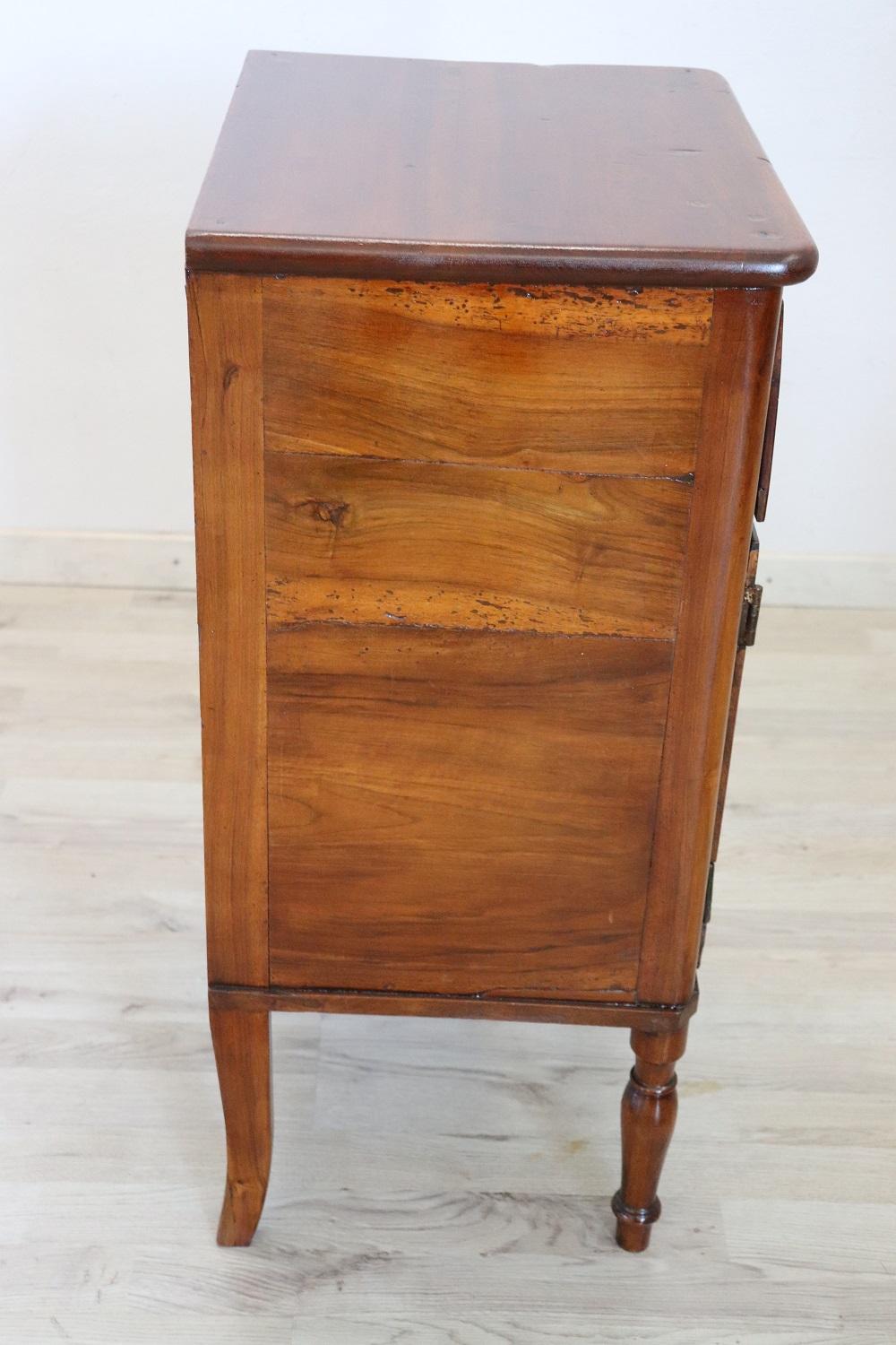 19th Century Italian Solid Walnut Antique Nightstand 3