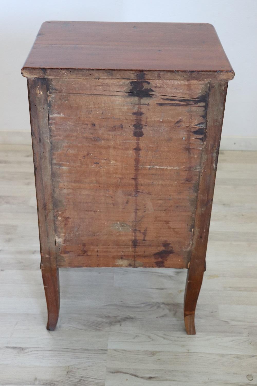 19th Century Italian Solid Walnut Antique Nightstand 4