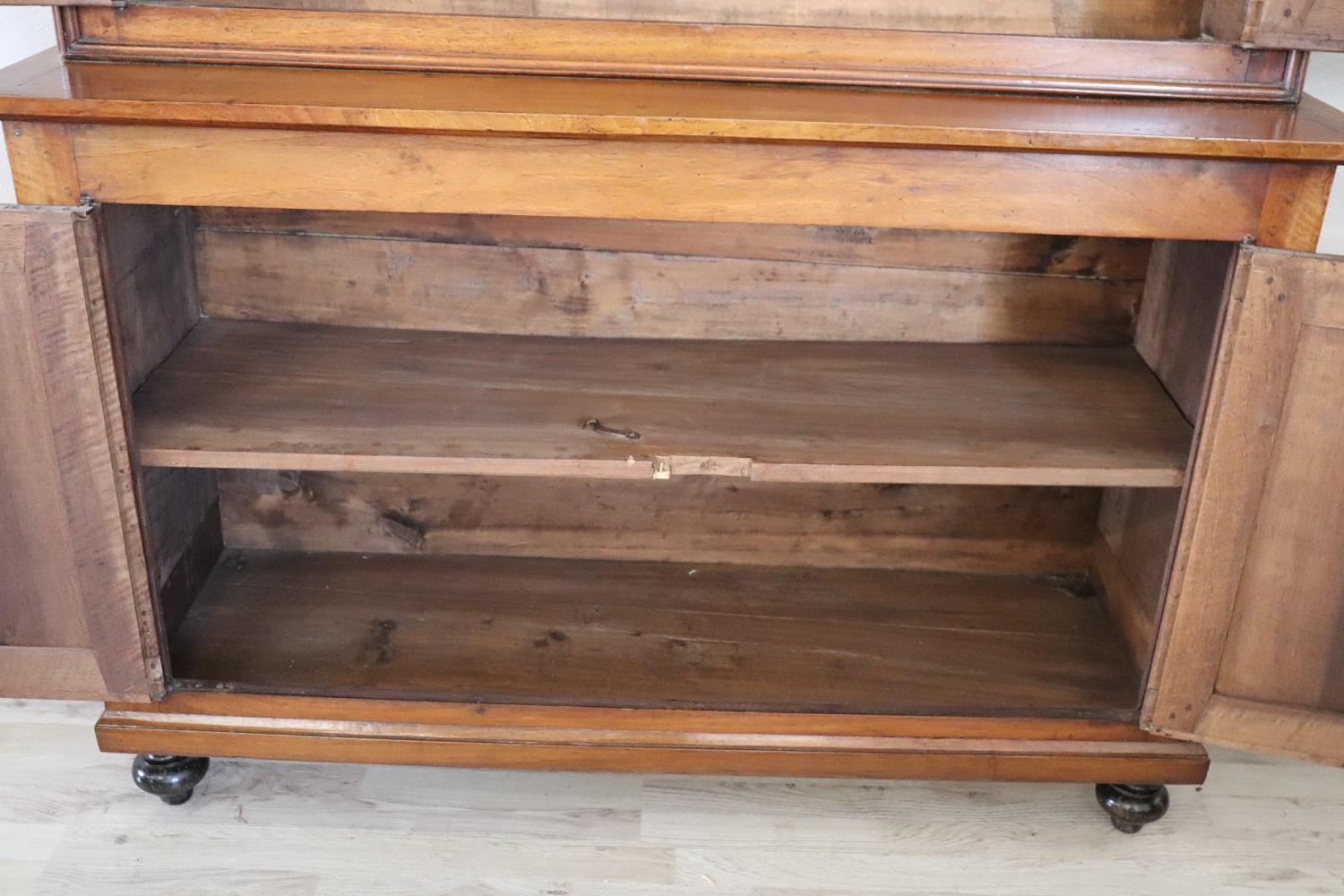 19th Century Italian Solid Walnut Antique Sideboard For Sale 6