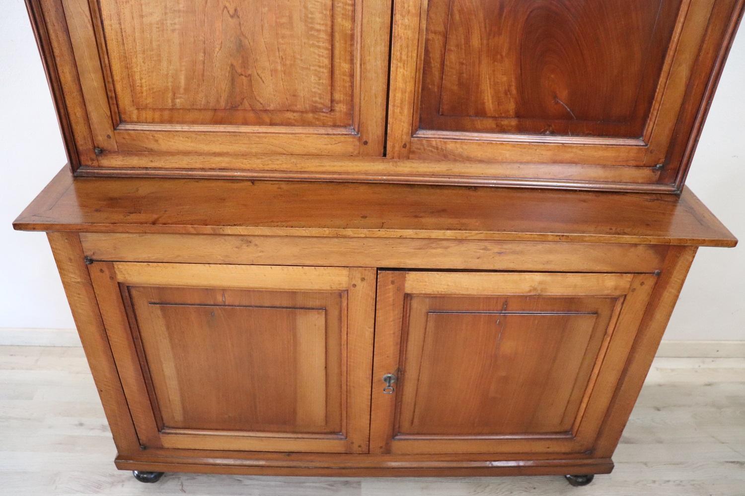 19th Century Italian Solid Walnut Antique Sideboard For Sale 9