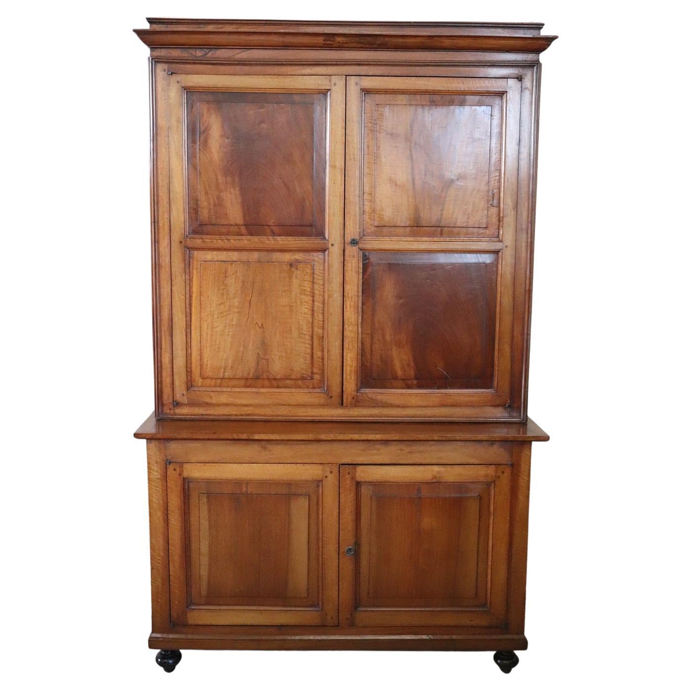 19th Century Italian Solid Walnut Antique Sideboard For Sale