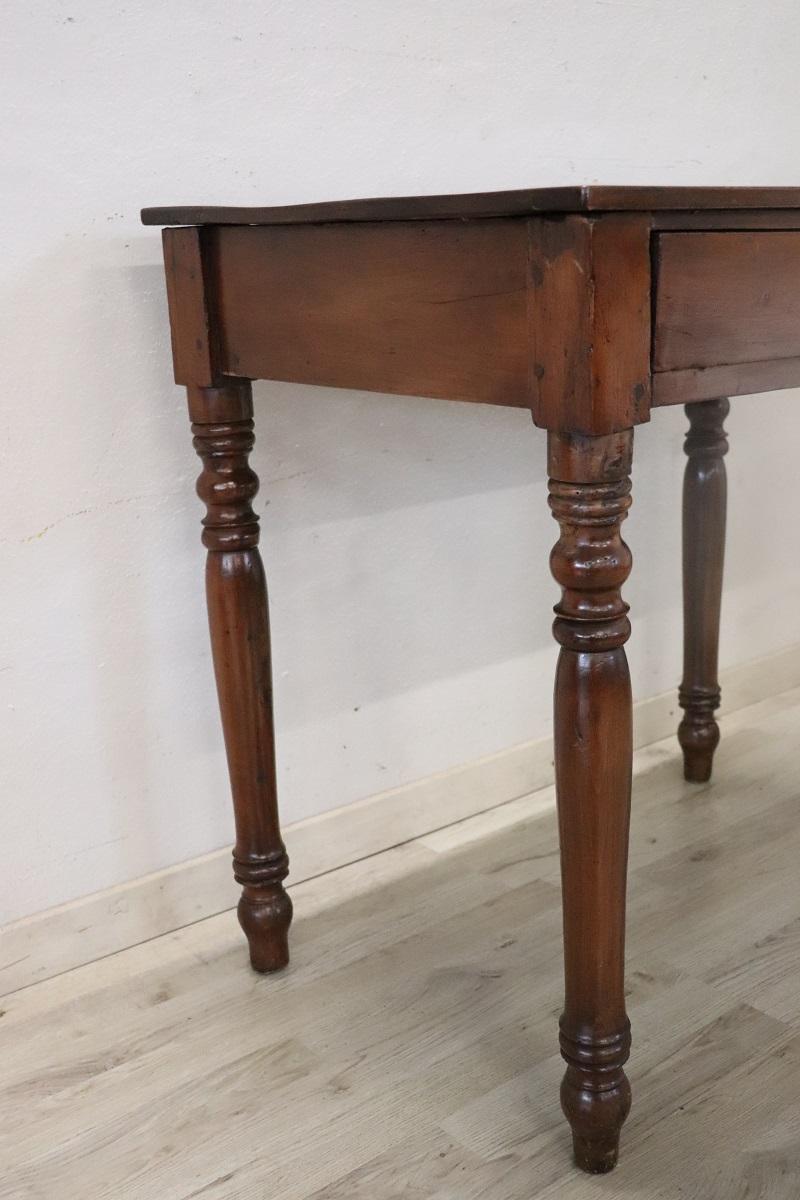 Louis Philippe 19th Century Italian Solid Walnut Antique Small Writing Desk  For Sale