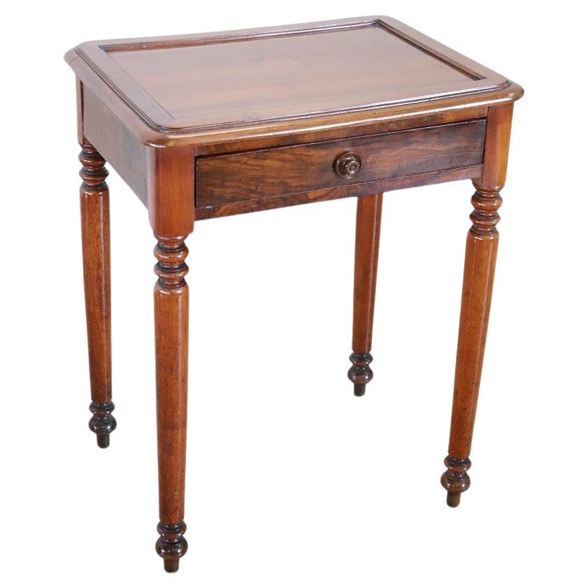 19th Century Italian Solid Walnut Antique Small Writing Desk or Side Table For Sale
