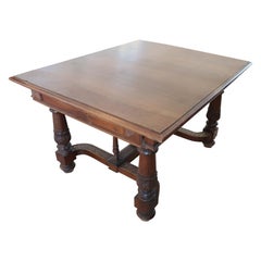 19th Century Italian Solid Walnut Extendable Antique Dining Room Table
