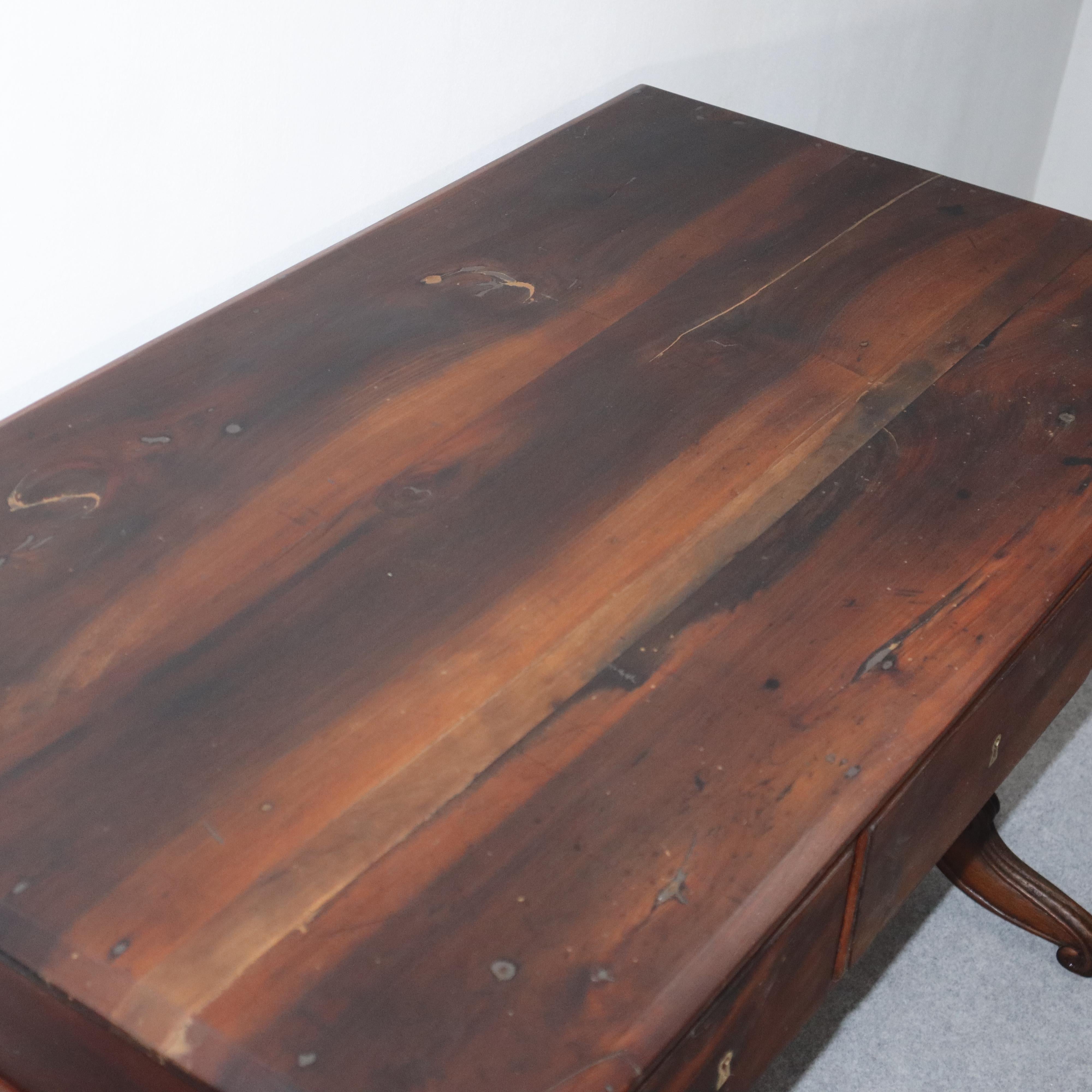 19th century italian solid walnut Louis Philippe desk For Sale 4