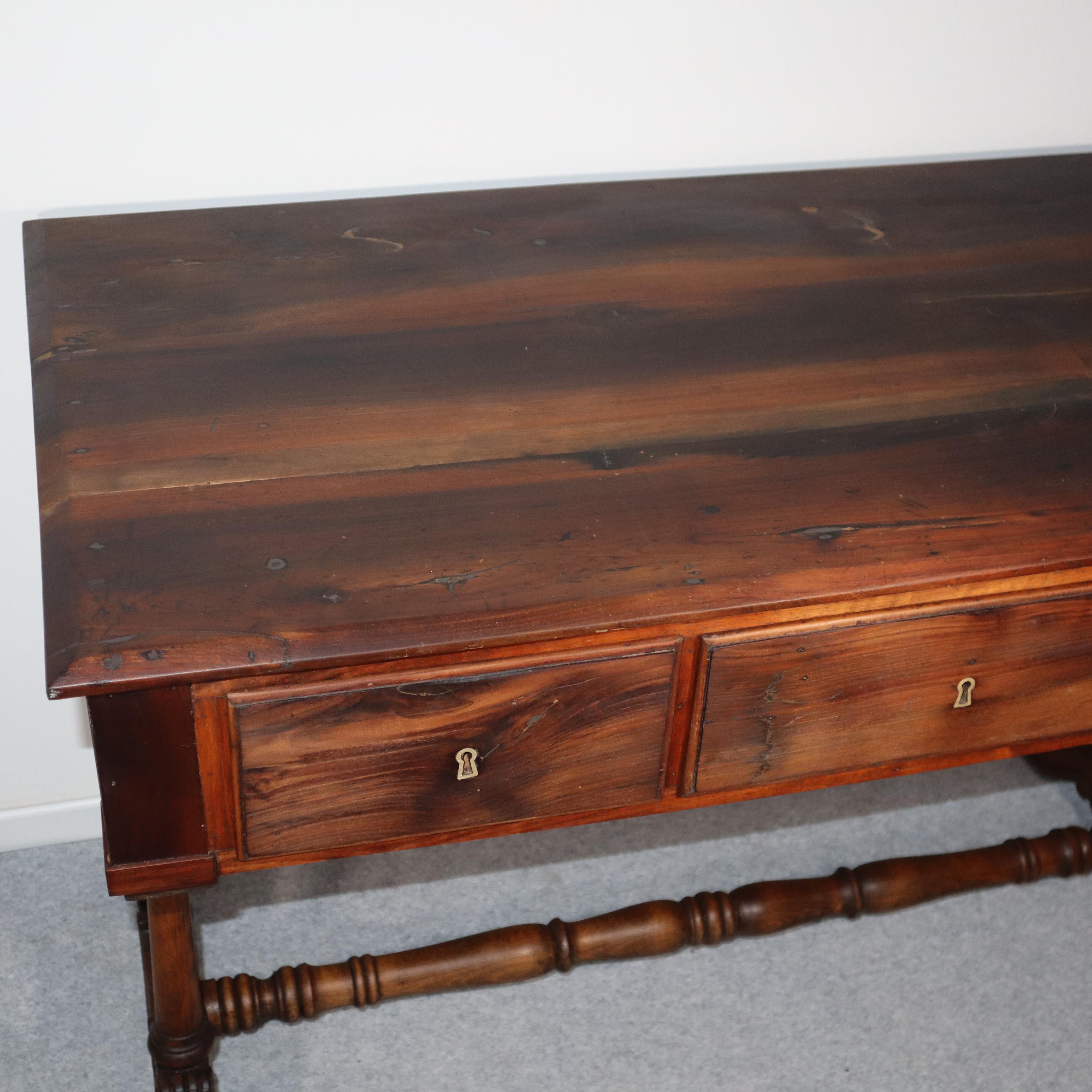 19th century italian solid walnut Louis Philippe desk For Sale 5