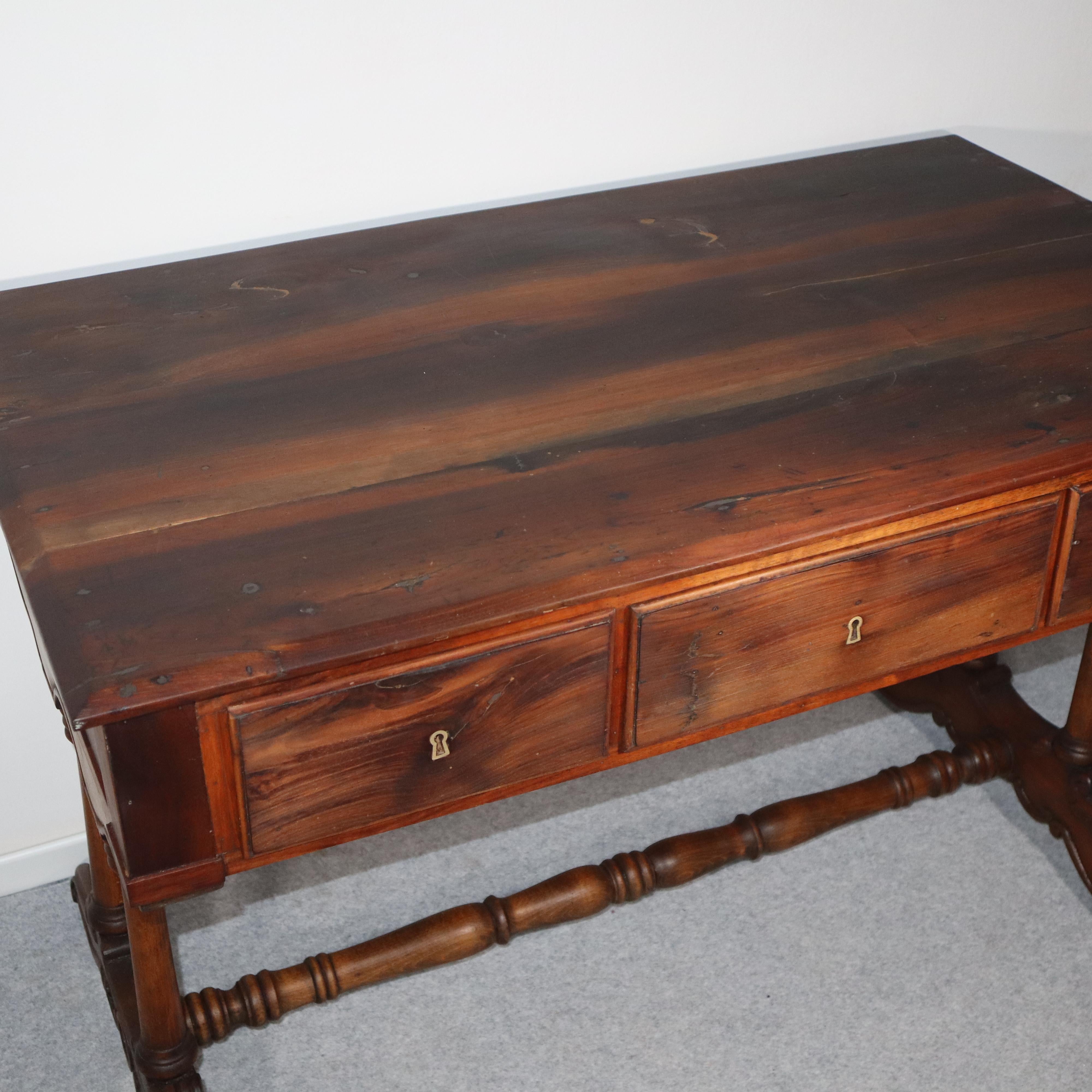 19th century italian solid walnut Louis Philippe desk For Sale 6