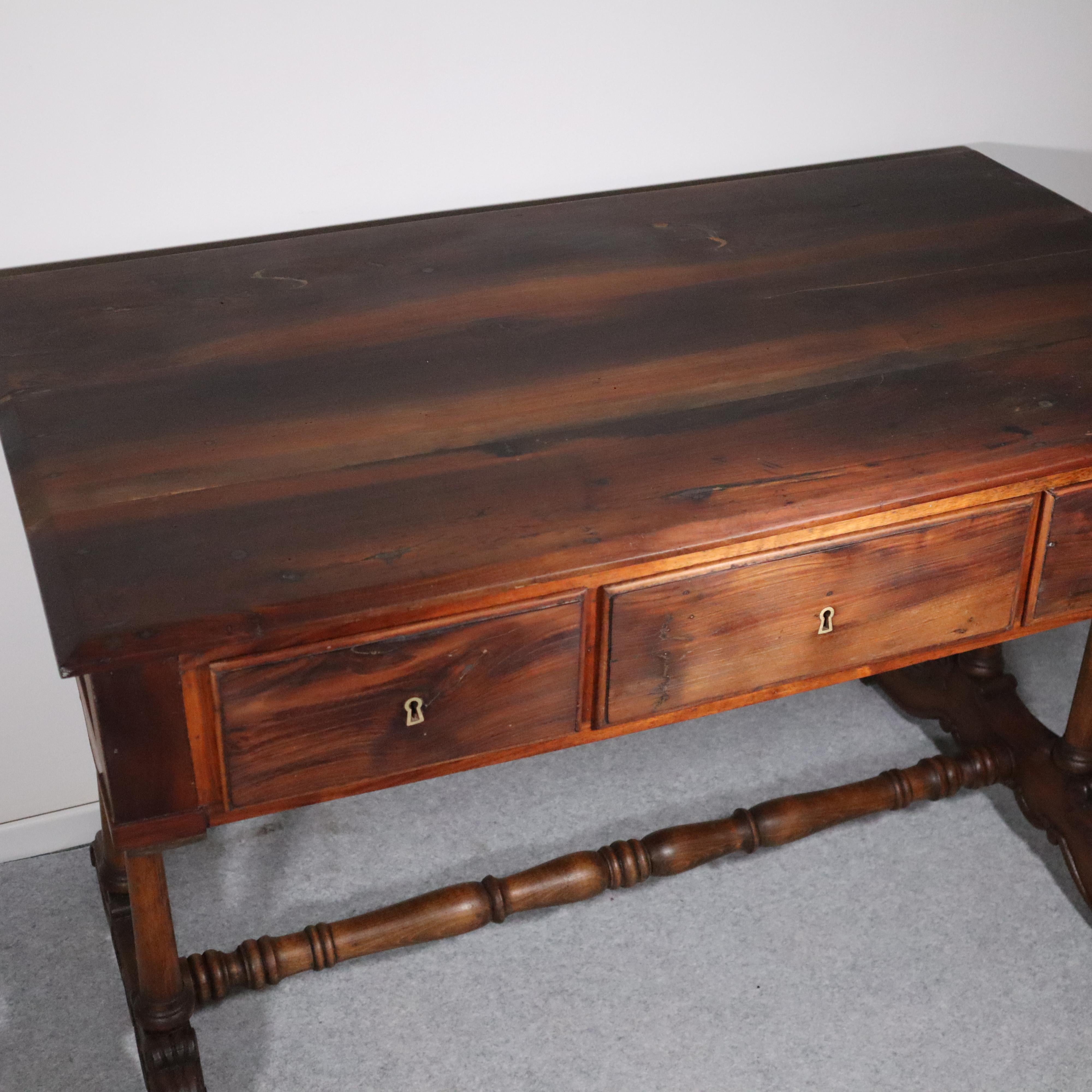 19th century italian solid walnut Louis Philippe desk For Sale 7