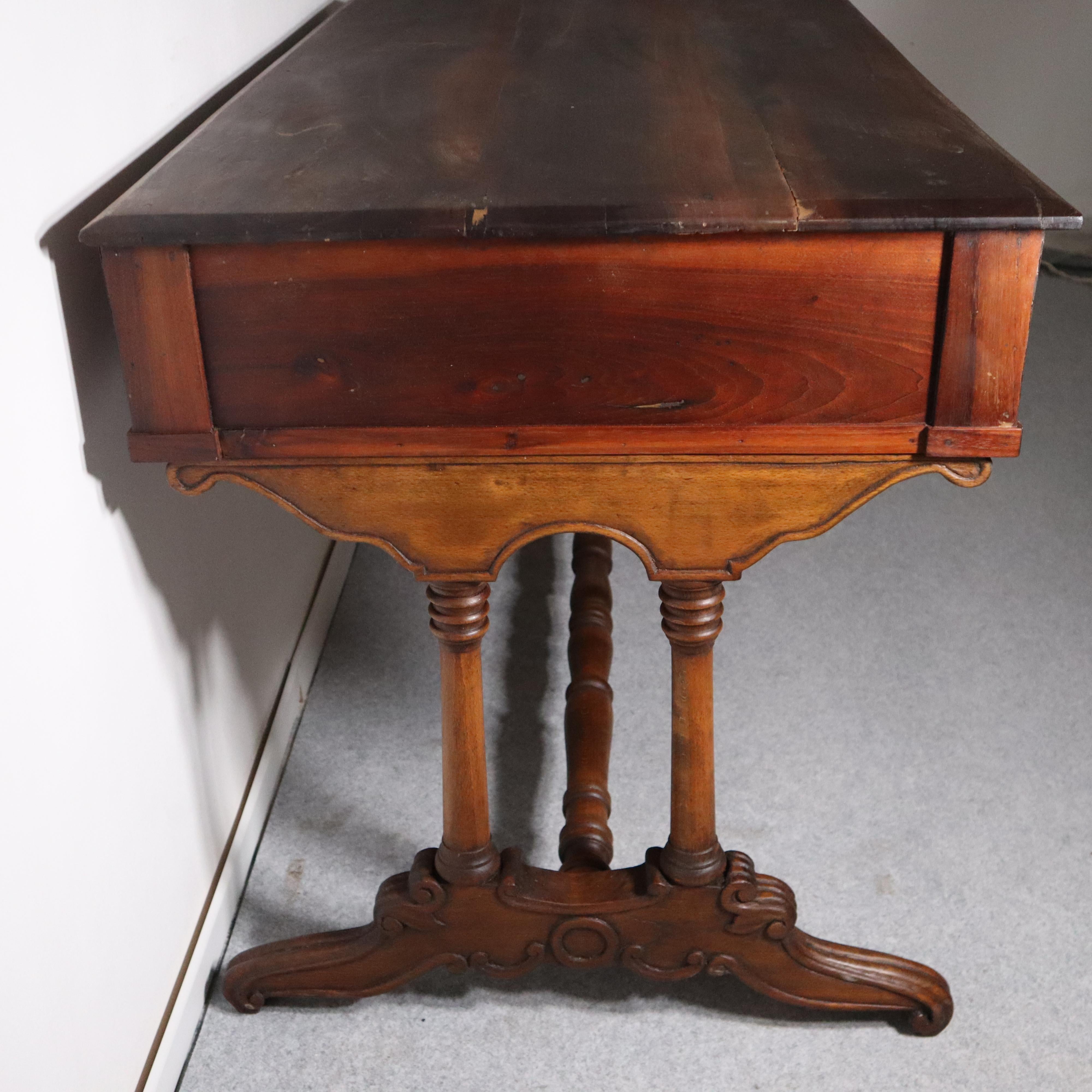 19th century italian solid walnut Louis Philippe desk For Sale 9