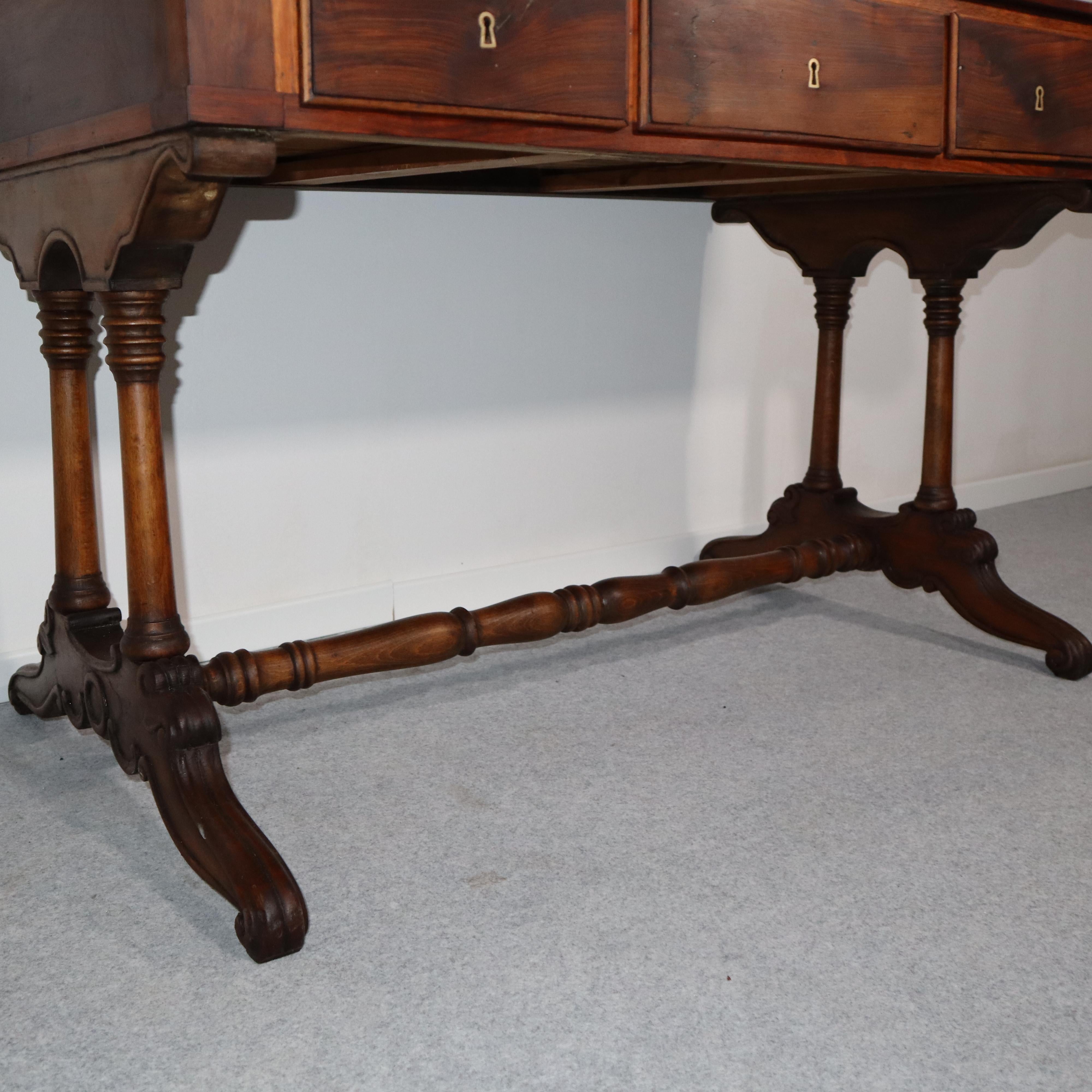 19th century italian solid walnut Louis Philippe desk For Sale 12
