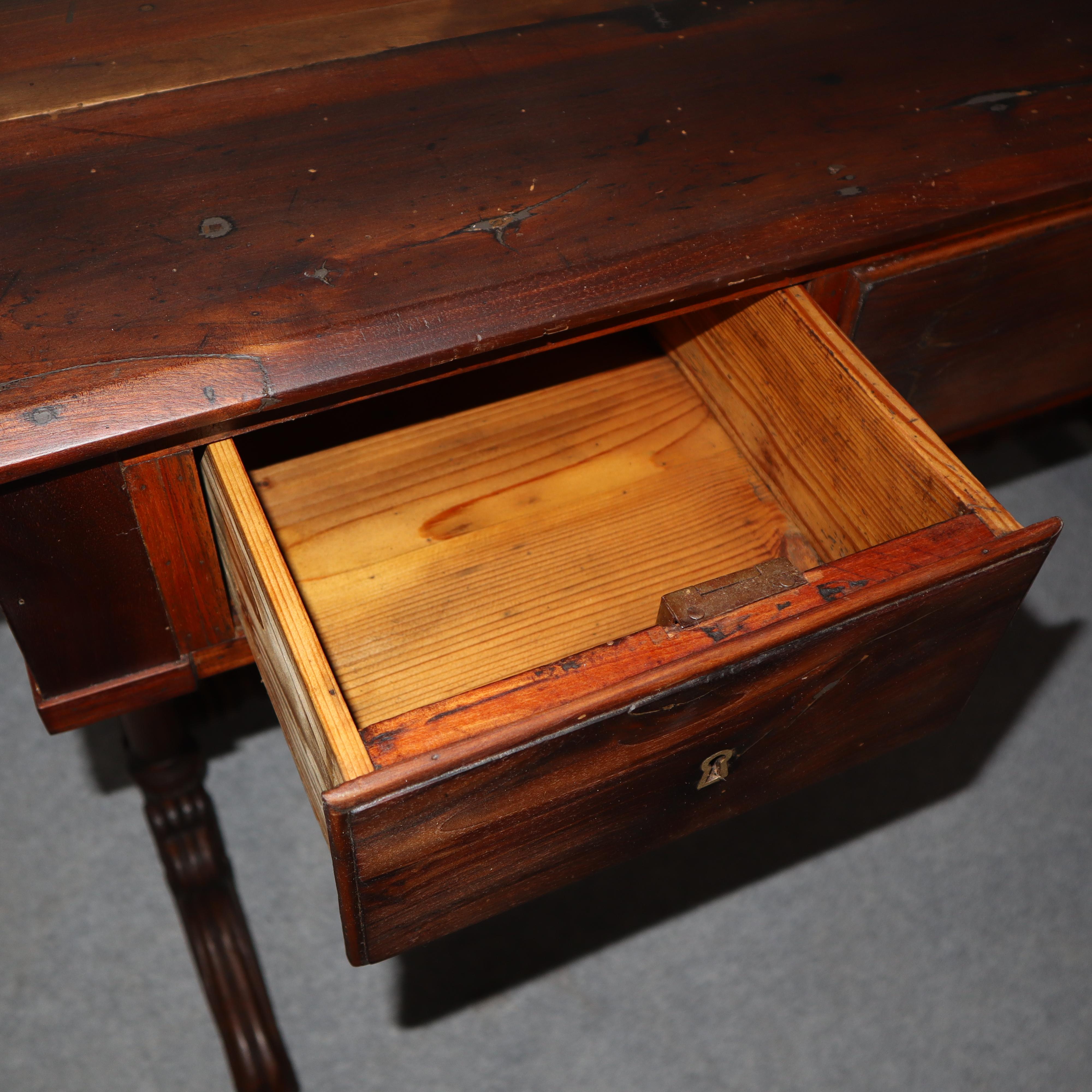 19th century italian solid walnut Louis Philippe desk For Sale 13