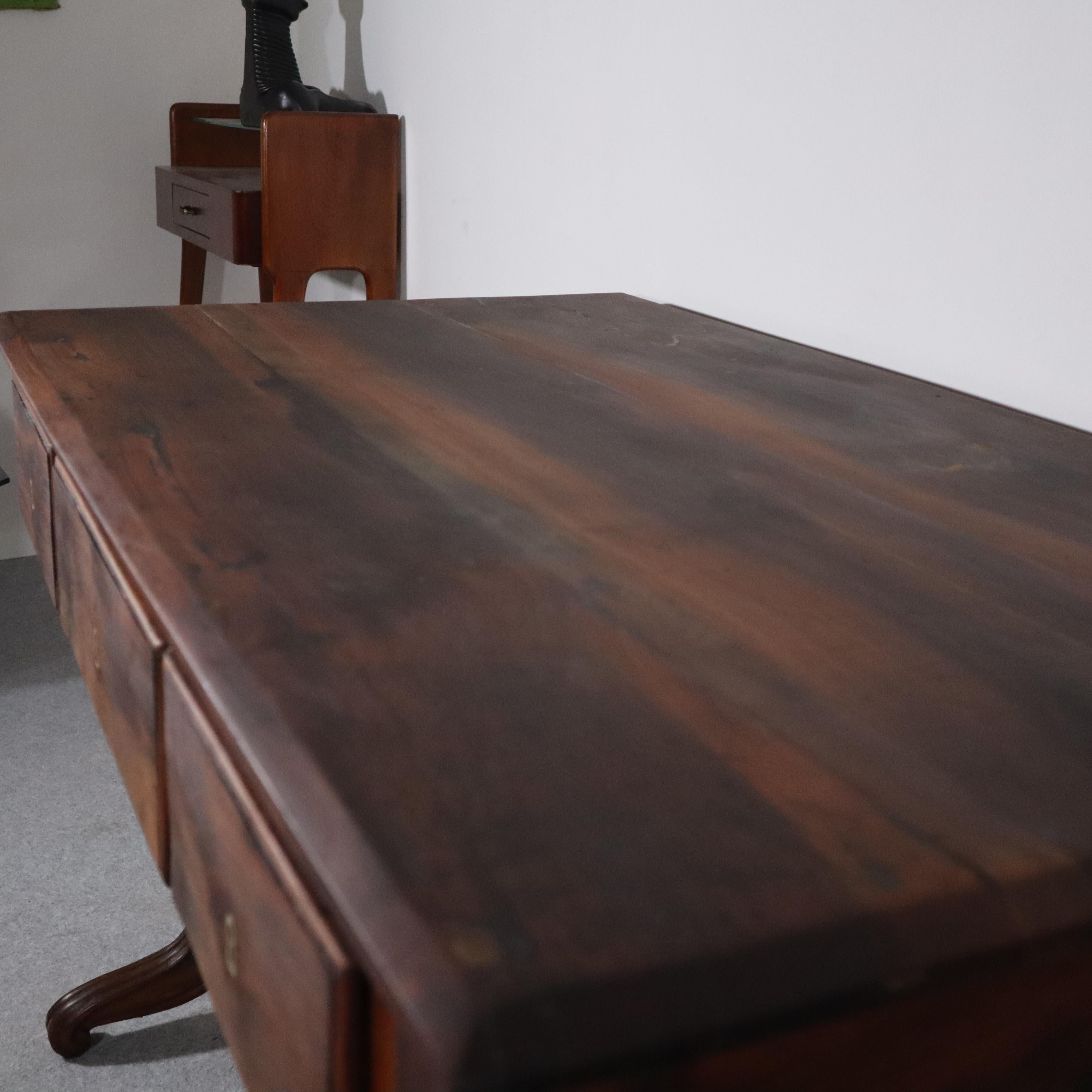 19th century italian solid walnut Louis Philippe desk For Sale 1