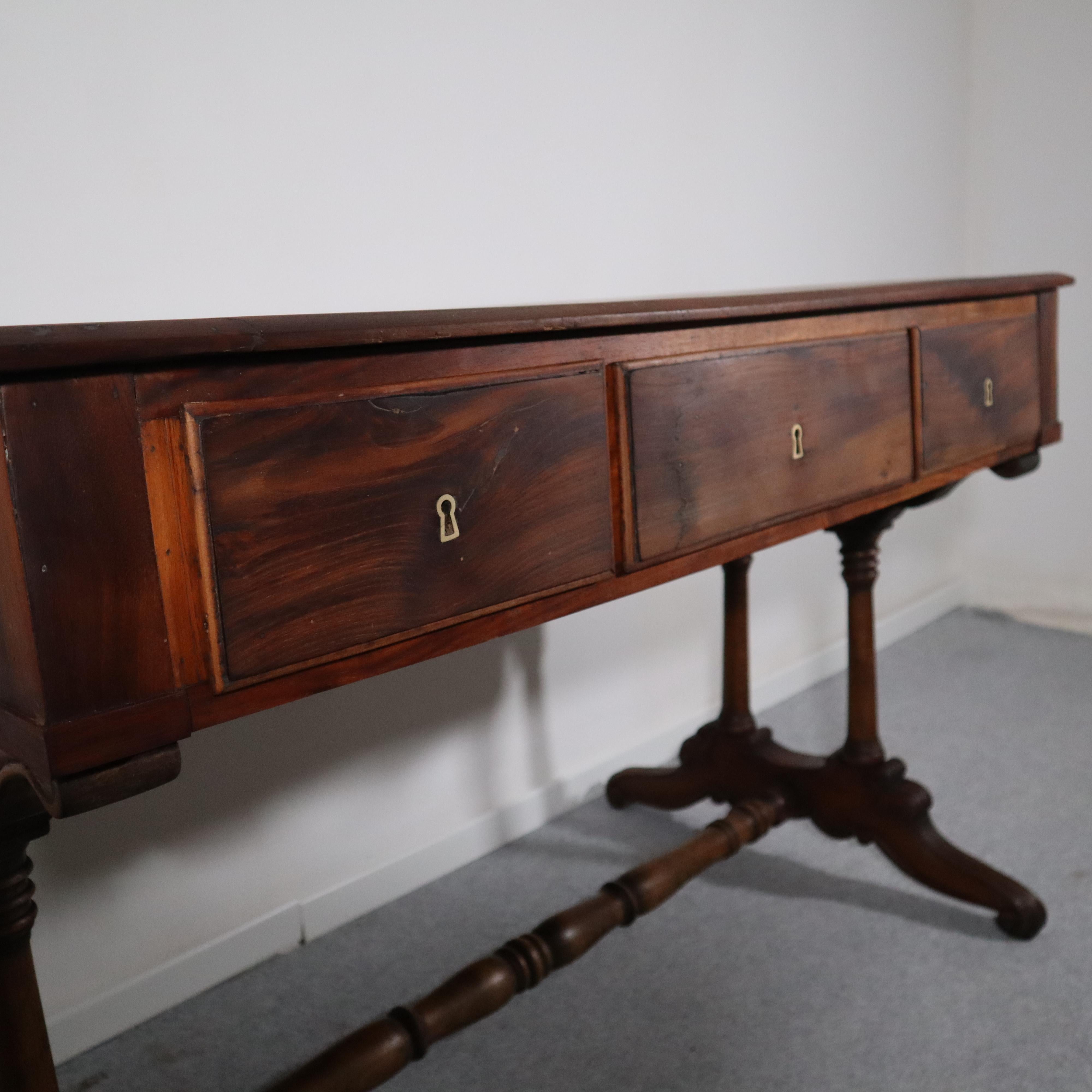 19th century italian solid walnut Louis Philippe desk For Sale 2