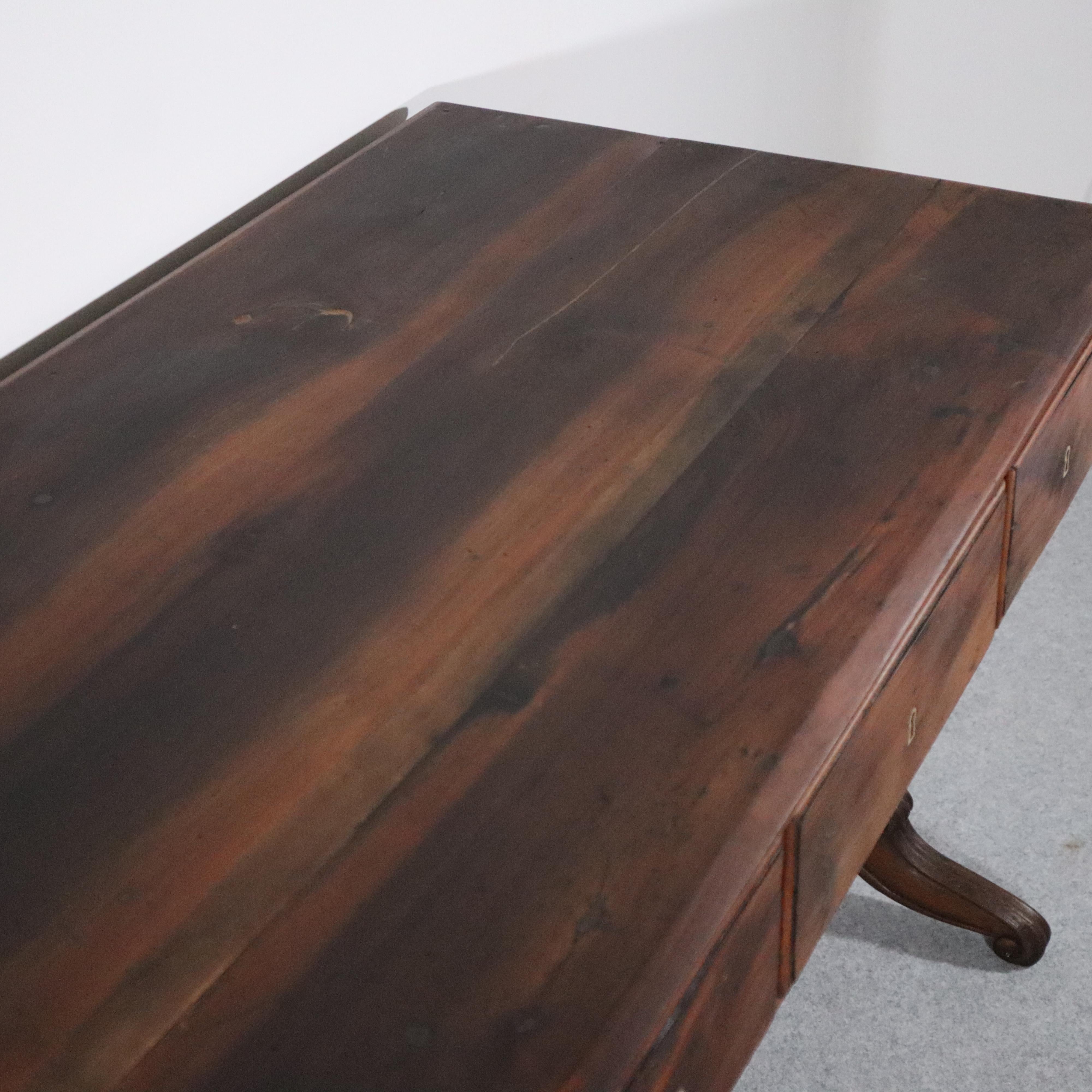 19th century italian solid walnut Louis Philippe desk For Sale 3