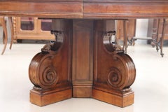 19th Century Italian Solid Walnut Oval Extendable Dining Table Length 307, 08"