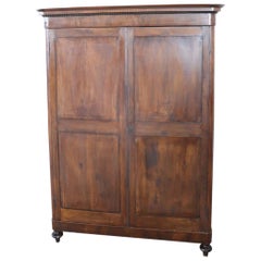 19th Century Italian Solid Walnut Wood Antique Wardrobe or Armoire