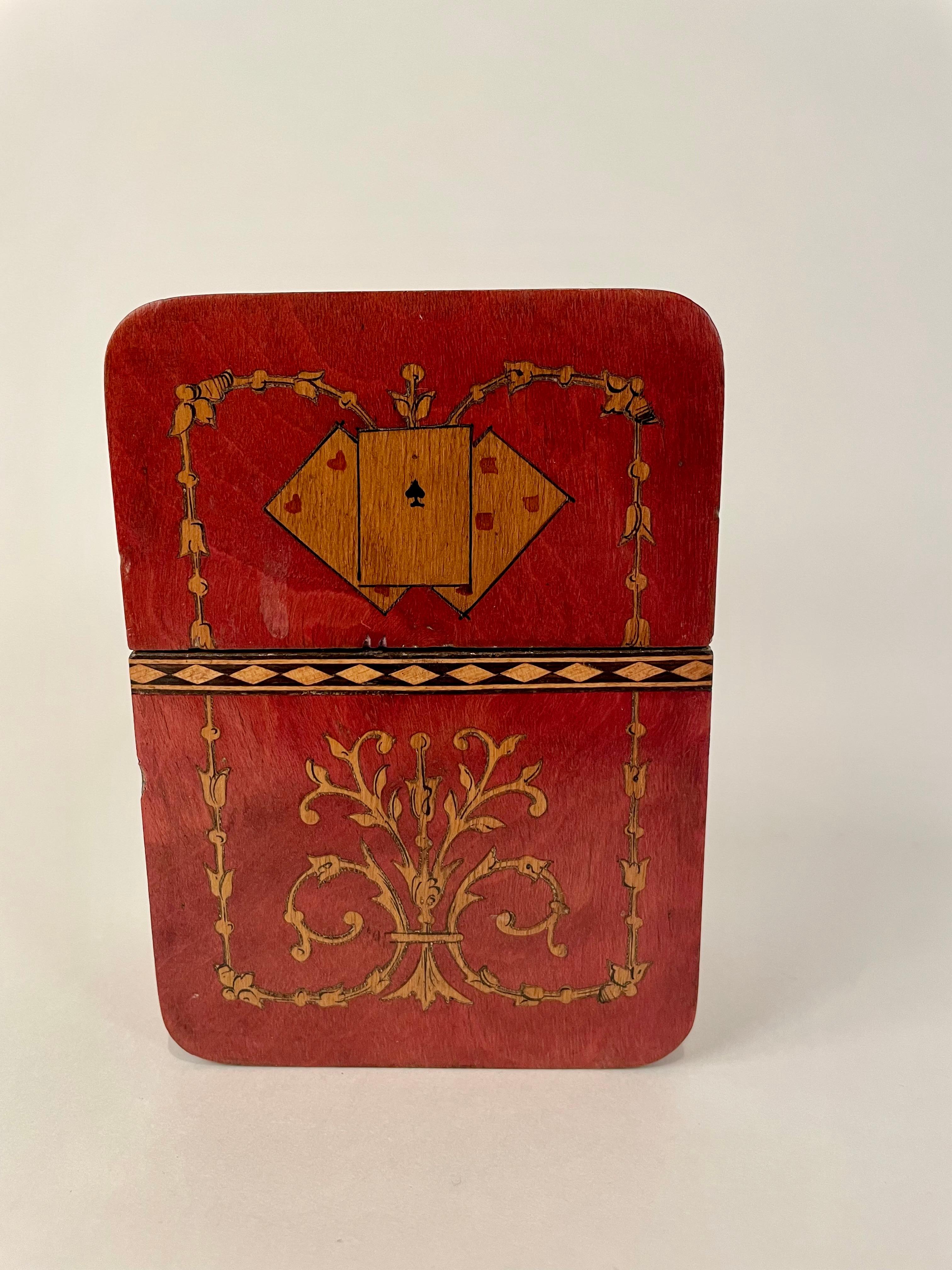 19th Century Italian Sorrento Inlaid Mosaic Playing Card Case In Good Condition In Stamford, CT