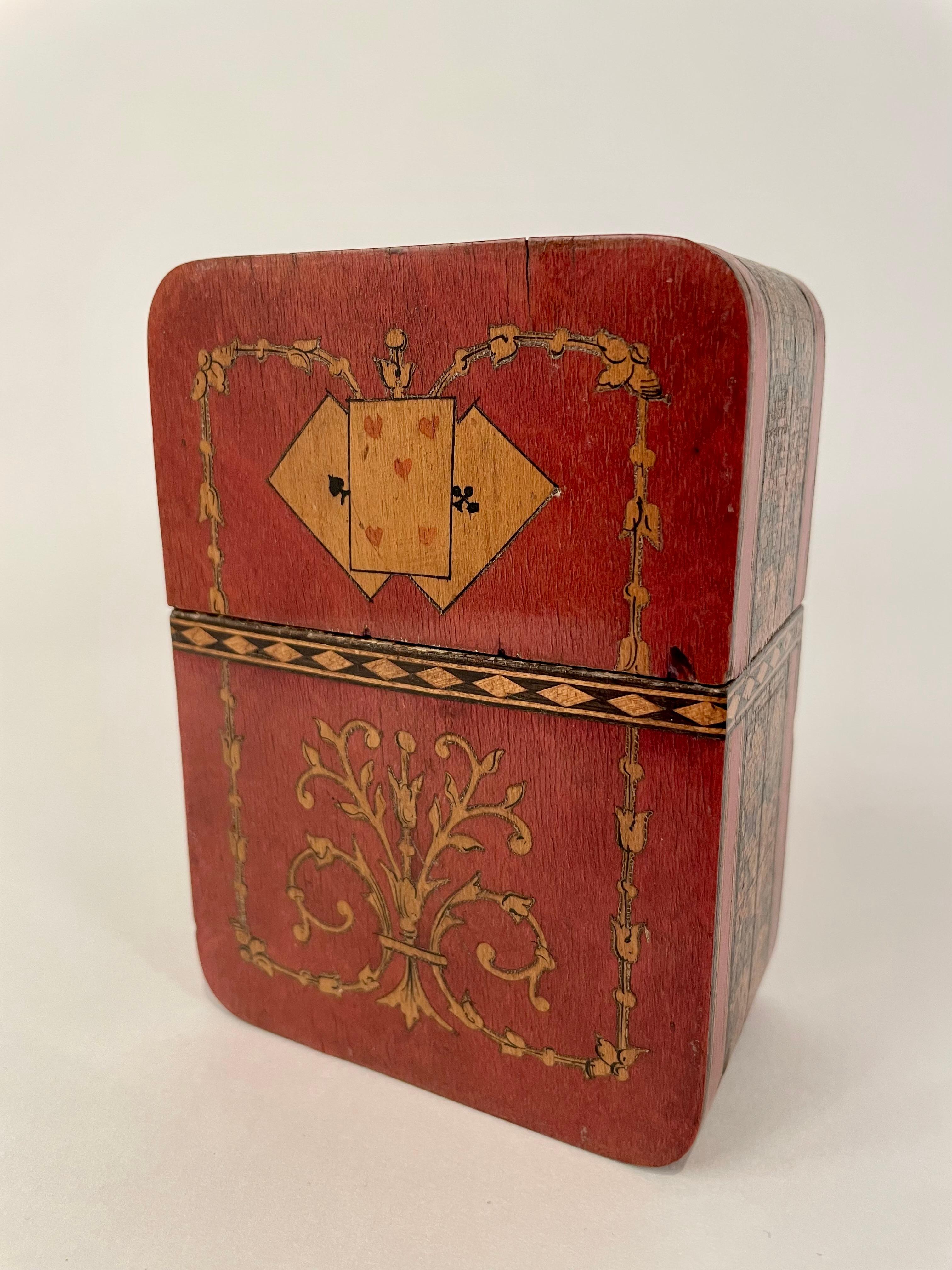 19th Century Italian Sorrento Inlaid Mosaic Playing Card Case 1