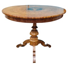 19th Century Italian Sorrento Inlaid Pedestal Table with Urn