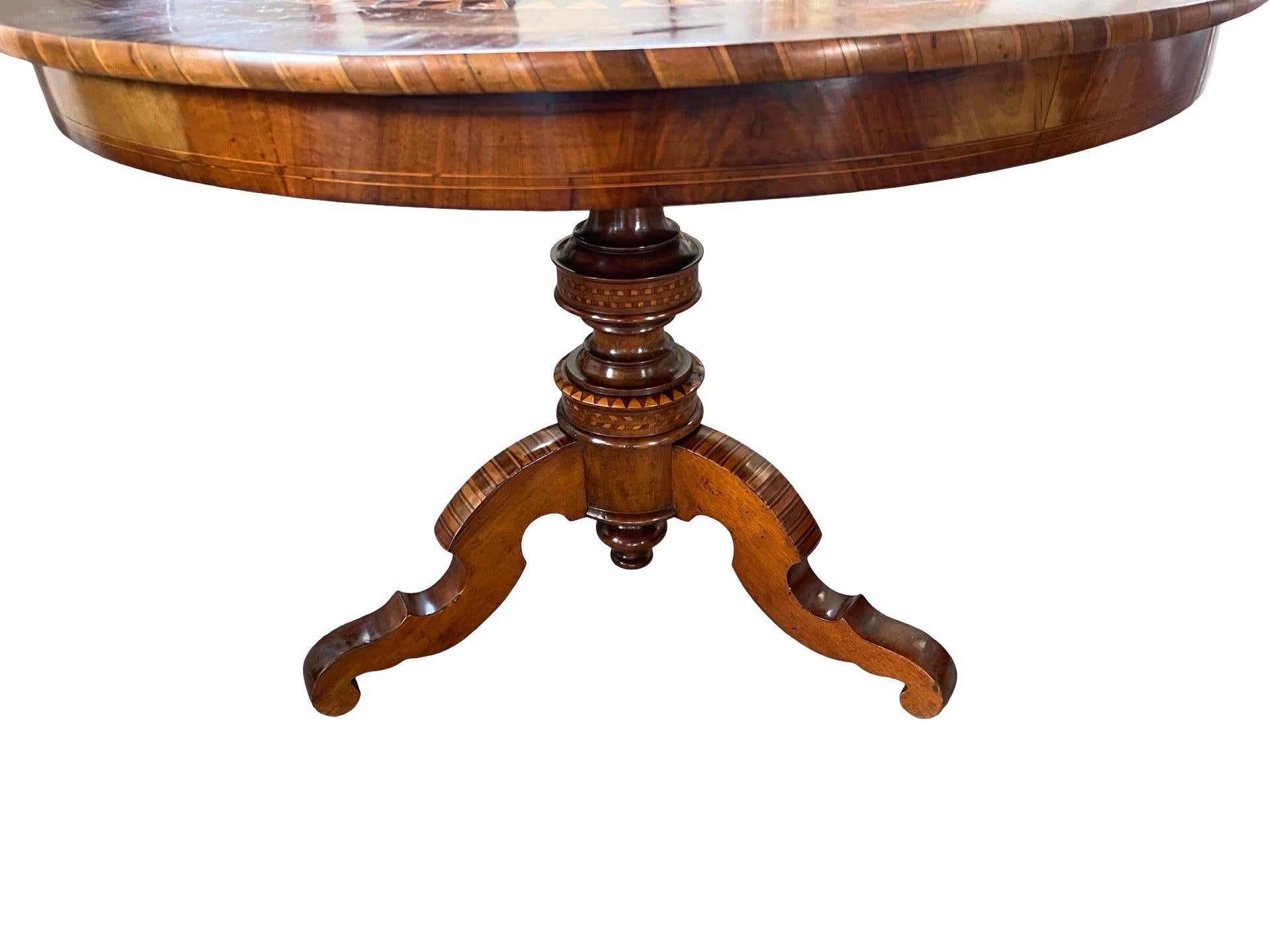 Empire Table d'appoint italienne incrustée Sorrento du 19ème siècle en vente