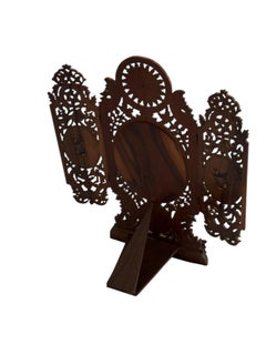 19th Century Italian Sorrento Triptych Folding Inlaid Travel Mirror Easel Stand