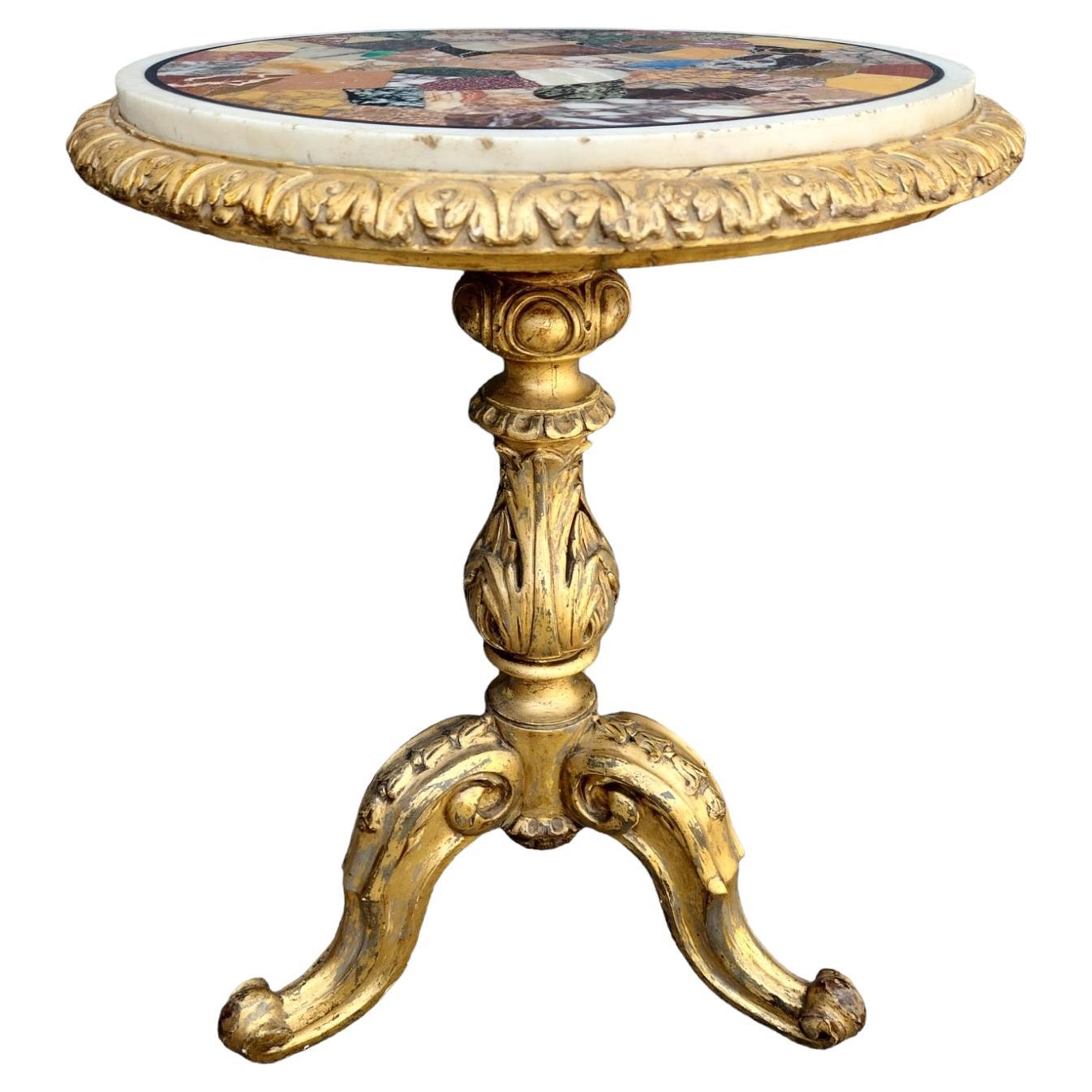 Table d'appoint italienne du 19ème siècle en marbre spécimen